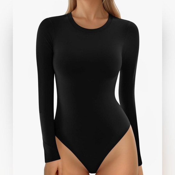 MANGOPOP Women's Crew Neck  Long Sleeve Body Suit - Picture 1 of 5